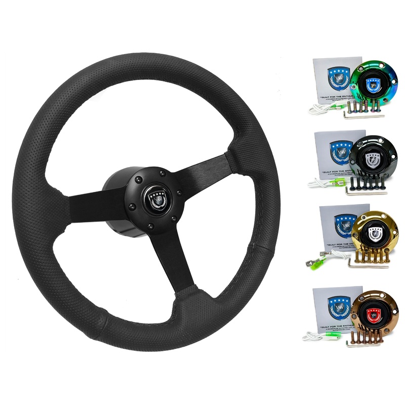 2004-13 BMW 3-Series Steering Wheel Kit | Perforated Black Leather | ST3602BLK