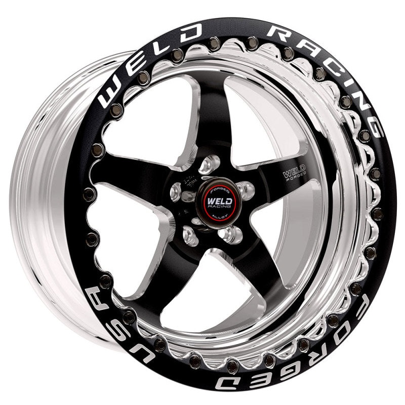 Weld S71 17×9 / 5×4.75 BP / 5.3in. BS Black Wheel (Medium Pad) – Black Single Beadlock MT