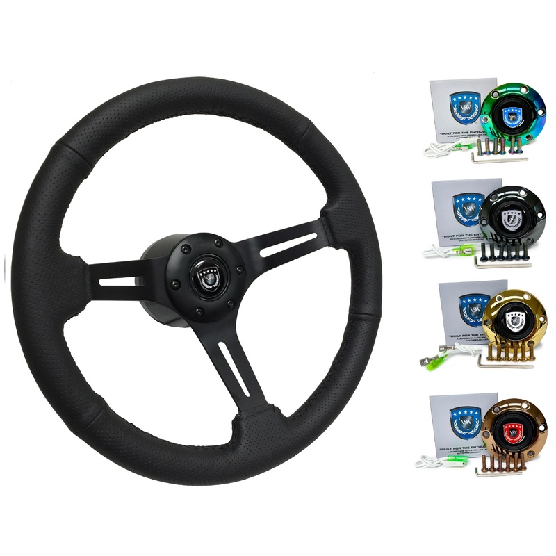 1998+ Volkswagen Beetle Steering Wheel Kit | Perforated Black Leather | ST3586BLK