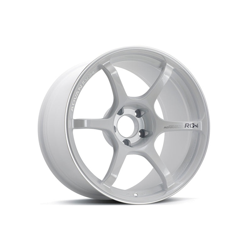 Advan RG-4 18×8.5 +44 5-100 Racing White Metallic & Ring Wheel